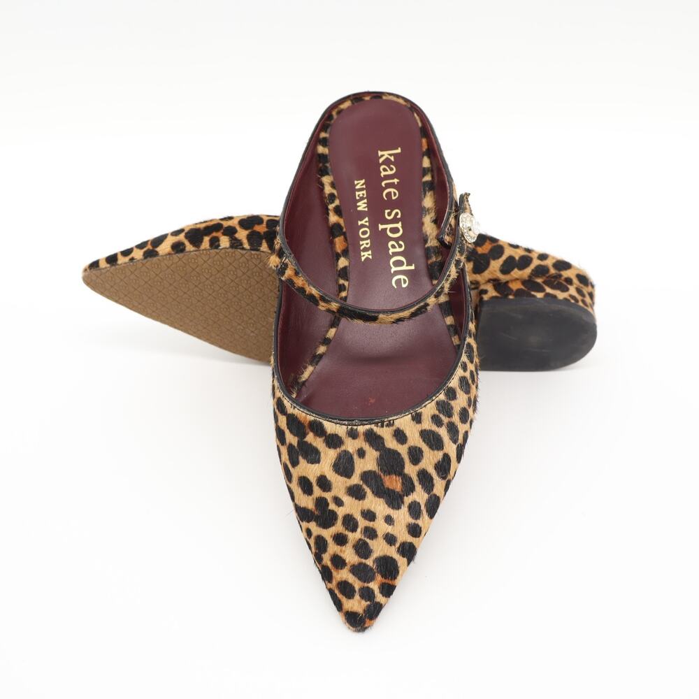 Kate Spade Leopard Print Pointed Toe Slingback Flats - Brown - Picture 3 of 12